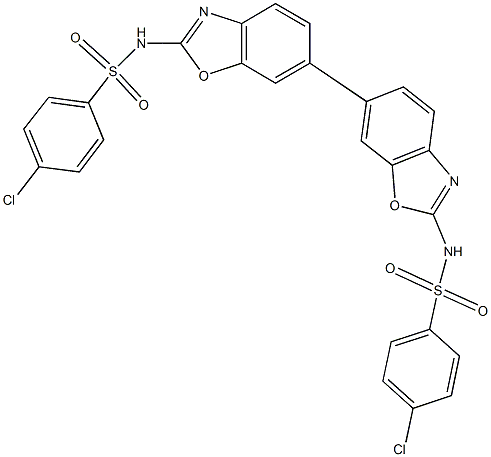 6,6'-bis{N-[(4-chlorophenyl)sulfonyl]-1,3-benzoxazol-2-amine} Struktur