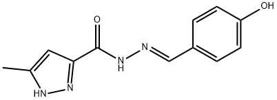 N'-(4-hydroxybenzylidene)-5-methyl-1H-pyrazole-3-carbohydrazide Struktur