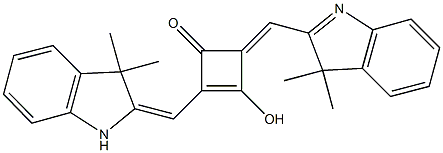 2-[(3,3-dimethyl-1,3-dihydro-2H-indol-2-ylidene)methyl]-4-[(3,3-dimethyl-3H-indol-2-yl)methylene]-3-hydroxy-2-cyclobuten-1-one Struktur