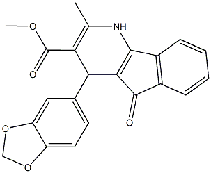 methyl 4-(1,3-benzodioxol-5-yl)-2-methyl-5-oxo-4,5-dihydro-1H-indeno[1,2-b]pyridine-3-carboxylate Struktur