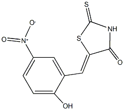 5-{2-hydroxy-5-nitrobenzylidene}-2-thioxo-1,3-thiazolidin-4-one Struktur