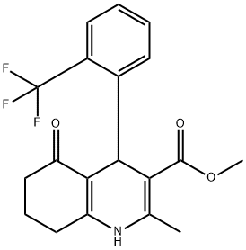 methyl 2-methyl-5-oxo-4-[2-(trifluoromethyl)phenyl]-1,4,5,6,7,8-hexahydro-3-quinolinecarboxylate Struktur