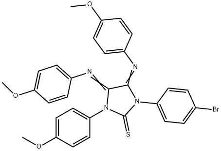 1-(4-bromophenyl)-3-(4-methoxyphenyl)-4,5-bis[(4-methoxyphenyl)imino]imidazolidine-2-thione Struktur