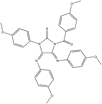 1-(4-methoxybenzoyl)-3-(4-methoxyphenyl)-4,5-bis[(4-methoxyphenyl)imino]imidazolidine-2-thione Struktur