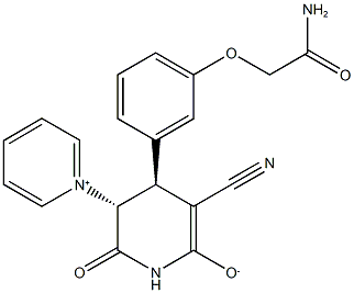 4-[3-(2-amino-2-oxoethoxy)phenyl]-3-cyano-6-oxo-5-(1-pyridiniumyl)-1,4,5,6-tetrahydro-2-pyridinolate Struktur