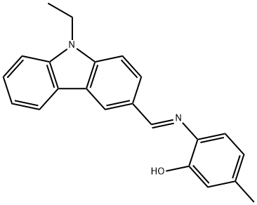 2-{[(9-ethyl-9H-carbazol-3-yl)methylene]amino}-5-methylphenol Struktur