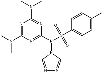 N-[4,6-bis(dimethylamino)-1,3,5-triazin-2-yl]-4-methyl-N-(4H-1,2,4-triazol-4-yl)benzenesulfonamide Struktur