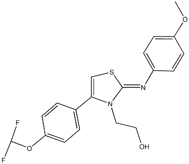 2-(4-[4-(difluoromethoxy)phenyl]-2-[(4-methoxyphenyl)imino]-1,3-thiazol-3(2H)-yl)ethanol Struktur