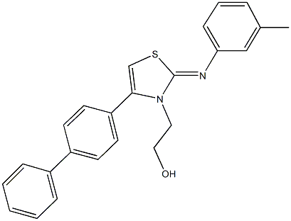 2-(4-[1,1'-biphenyl]-4-yl-2-[(3-methylphenyl)imino]-1,3-thiazol-3(2H)-yl)ethanol Struktur