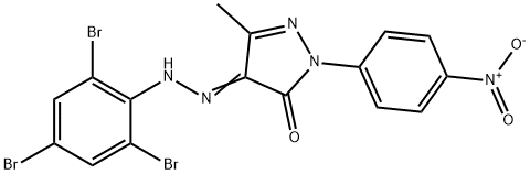 1-{4-nitrophenyl}-3-methyl-1H-pyrazole-4,5-dione 4-[(2,4,6-tribromophenyl)hydrazone] Struktur