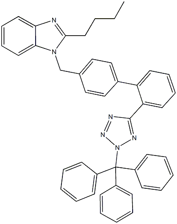 2-butyl-1-{[2'-(2-trityl-2H-tetraazol-5-yl)[1,1'-biphenyl]-4-yl]methyl}-1H-benzimidazole Struktur