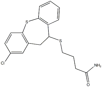 4-[(2-chloro-10,11-dihydrodibenzo[b,f]thiepin-10-yl)sulfanyl]butanamide Struktur