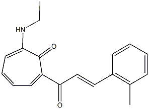 2-(ethylamino)-7-[3-(2-methylphenyl)acryloyl]-2,4,6-cycloheptatrien-1-one Struktur