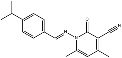 1-[(4-isopropylbenzylidene)amino]-4,6-dimethyl-2-oxo-1,2-dihydro-3-pyridinecarbonitrile Struktur