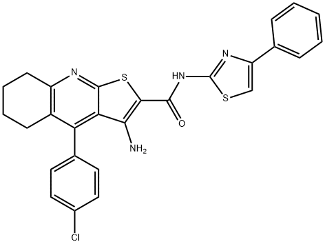 3-amino-4-(4-chlorophenyl)-N-(4-phenyl-1,3-thiazol-2-yl)-5,6,7,8-tetrahydrothieno[2,3-b]quinoline-2-carboxamide Struktur