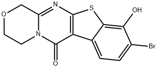 9-bromo-10-hydroxy-3,4-dihydro[1]benzothieno[2',3':4,5]pyrimido[2,1-c][1,4]oxazin-6(1H)-one Struktur