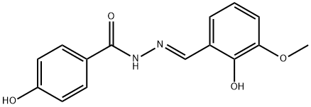 4-hydroxy-N'-(2-hydroxy-3-methoxybenzylidene)benzohydrazide Struktur