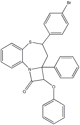 4-(4-bromophenyl)-2-phenoxy-2a-phenyl-2,2a,3,4-tetrahydro-1H-azeto[2,1-d][1,5]benzothiazepin-1-one Struktur