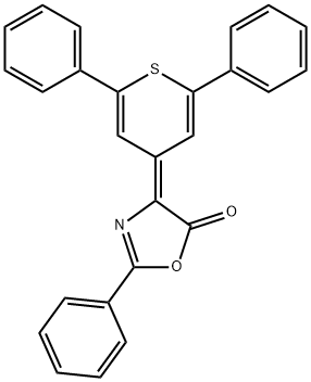 4-(2,6-diphenyl-4H-thiopyran-4-ylidene)-2-phenyl-1,3-oxazol-5(4H)-one Struktur