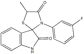 3'-(3-fluorophenyl)-5'-methyl-1,3-dihydrospir(2H-indole-3,2'-[1,3]-thiazolidine)-2,4'-dione Struktur