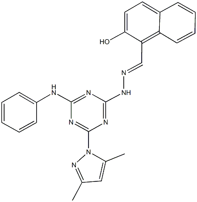 2-hydroxy-1-naphthaldehyde [4-anilino-6-(3,5-dimethyl-1H-pyrazol-1-yl)-1,3,5-triazin-2-yl]hydrazone Struktur