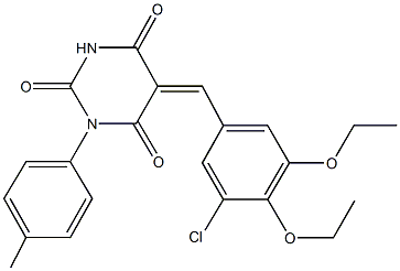 5-(3-chloro-4,5-diethoxybenzylidene)-1-(4-methylphenyl)-2,4,6(1H,3H,5H)-pyrimidinetrione Struktur