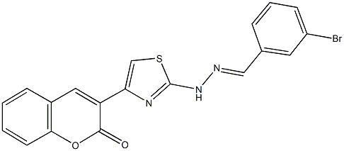 3-bromobenzaldehyde [4-(2-oxo-2H-chromen-3-yl)-1,3-thiazol-2-yl]hydrazone Struktur