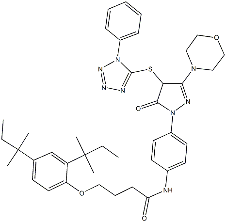 4-(2,4-ditert-pentylphenoxy)-N-(4-{3-(4-morpholinyl)-5-oxo-4-[(1-phenyl-1H-tetraazol-5-yl)sulfanyl]-4,5-dihydro-1H-pyrazol-1-yl}phenyl)butanamide Struktur