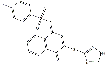 4-fluoro-N-(4-oxo-3-(1H-1,2,4-triazol-3-ylsulfanyl)-1(4H)-naphthalenylidene)benzenesulfonamide Struktur