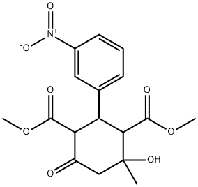 dimethyl 4-hydroxy-2-{3-nitrophenyl}-4-methyl-6-oxocyclohexane-1,3-dicarboxylate Struktur