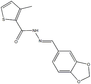 N'-(1,3-benzodioxol-5-ylmethylene)-3-methyl-2-thiophenecarbohydrazide Struktur