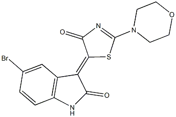 5-bromo-3-(2-(4-morpholinyl)-4-oxo-1,3-thiazol-5(4H)-ylidene)-1,3-dihydro-2H-indol-2-one Struktur