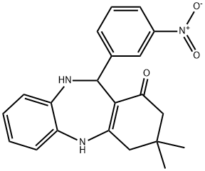 11-{3-nitrophenyl}-3,3-dimethyl-2,3,4,5,10,11-hexahydro-1H-dibenzo[b,e][1,4]diazepin-1-one Struktur