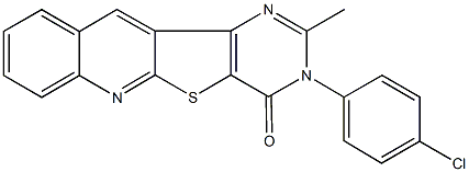 3-(4-chlorophenyl)-2-methylpyrimido[4',5':4,5]thieno[2,3-b]quinolin-4(3H)-one Struktur