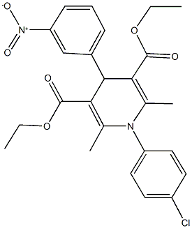 diethyl 1-(4-chlorophenyl)-4-{3-nitrophenyl}-2,6-dimethyl-1,4-dihydro-3,5-pyridinedicarboxylate Struktur