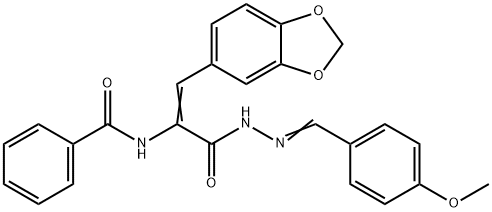 N-(2-(1,3-benzodioxol-5-yl)-1-{[2-(4-methoxybenzylidene)hydrazino]carbonyl}vinyl)benzamide Struktur