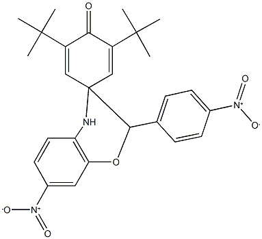 2',6'-ditert-butyl-7-nitro-2-(4-nitrophenyl)-3,4-dihydrospiro(2H-[1,4]benzoxazine-3,4'-[2,5]cyclohexadiene)-1'-one Struktur