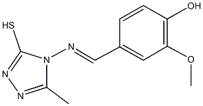 2-methoxy-4-{[(3-methyl-5-sulfanyl-4H-1,2,4-triazol-4-yl)imino]methyl}phenol Struktur