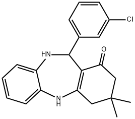 11-(3-chlorophenyl)-3,3-dimethyl-2,3,4,5,10,11-hexahydro-1H-dibenzo[b,e][1,4]diazepin-1-one Struktur