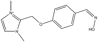 2-({4-[(hydroxyimino)methyl]phenoxy}methyl)-1,3-dimethyl-1H-imidazol-3-ium Struktur