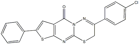 2-(4-chlorophenyl)-7-phenyl-3H,9H-thieno[2',3':4,5]pyrimido[2,1-b][1,3,4]thiadiazin-9-one Struktur