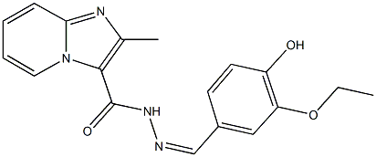 N'-(3-ethoxy-4-hydroxybenzylidene)-2-methylimidazo[1,2-a]pyridine-3-carbohydrazide Struktur