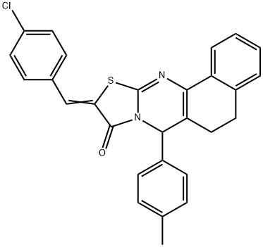 10-(4-chlorobenzylidene)-7-(4-methylphenyl)-5,7-dihydro-6H-benzo[h][1,3]thiazolo[2,3-b]quinazolin-9(10H)-one Struktur