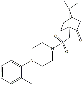 7,7-dimethyl-1-({[4-(2-methylphenyl)-1-piperazinyl]sulfonyl}methyl)bicyclo[2.2.1]heptan-2-one Struktur