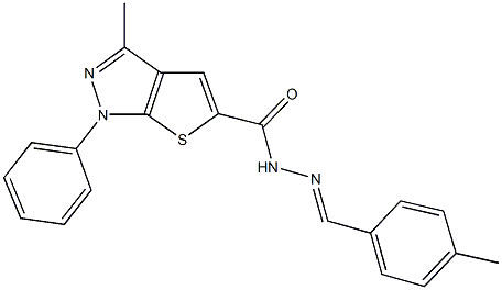 3-methyl-N'-(4-methylbenzylidene)-1-phenyl-1H-thieno[2,3-c]pyrazole-5-carbohydrazide Struktur