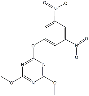 2-{3,5-bisnitrophenoxy}-4,6-dimethoxy-1,3,5-triazine Struktur