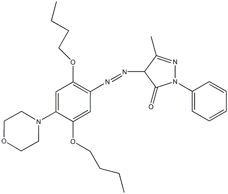 4-{[2,5-dibutoxy-4-(4-morpholinyl)phenyl]diazenyl}-5-methyl-2-phenyl-2,4-dihydro-3H-pyrazol-3-one Struktur