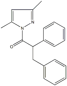 1-(2,3-diphenylpropanoyl)-3,5-dimethyl-1H-pyrazole Struktur