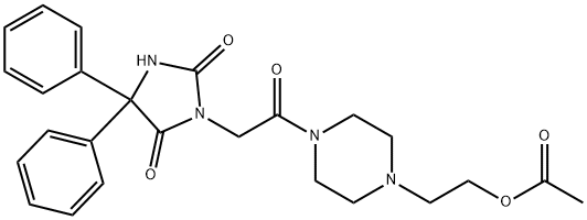 2-{4-[2-(2,5-dioxo-4,4-diphenyl-1-imidazolidinyl)acetyl]-1-piperazinyl}ethyl acetate Struktur