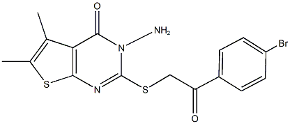 3-amino-2-{[2-(4-bromophenyl)-2-oxoethyl]sulfanyl}-5,6-dimethylthieno[2,3-d]pyrimidin-4(3H)-one Struktur